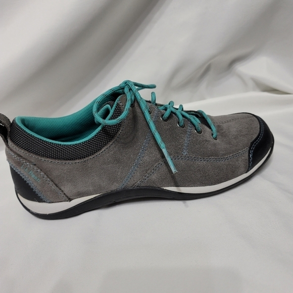 L. L. Bean Women's BeanSport Suade Casual Lace-Up Shoes Grey / Teal size 7.5 - Picture 9 of 14